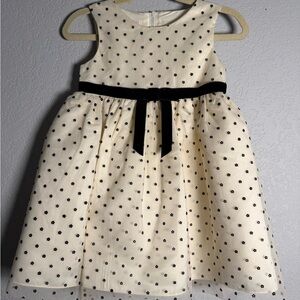 Katie May Cream and Black Polka Dot Kids Dress